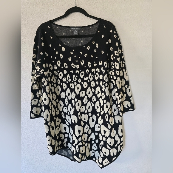 Chelsea & Theodore Tunic Sweater Women XL Shimmer Animal Print  Asymmetric - Picture 3 of 9